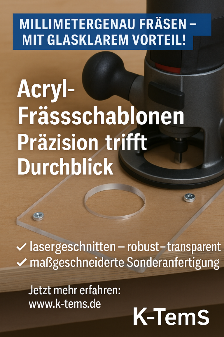 Acryl-Laser-Frässchablone Acryl-Frässchablonen mit Text über Präzision und Vorteile.